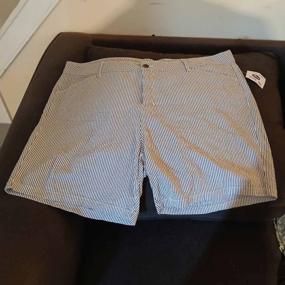 NWT St John Bay Blue & White Striped 22W Shorts (072525B)